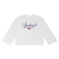 White Waffle-Knit Cursive Logo T-Shirt