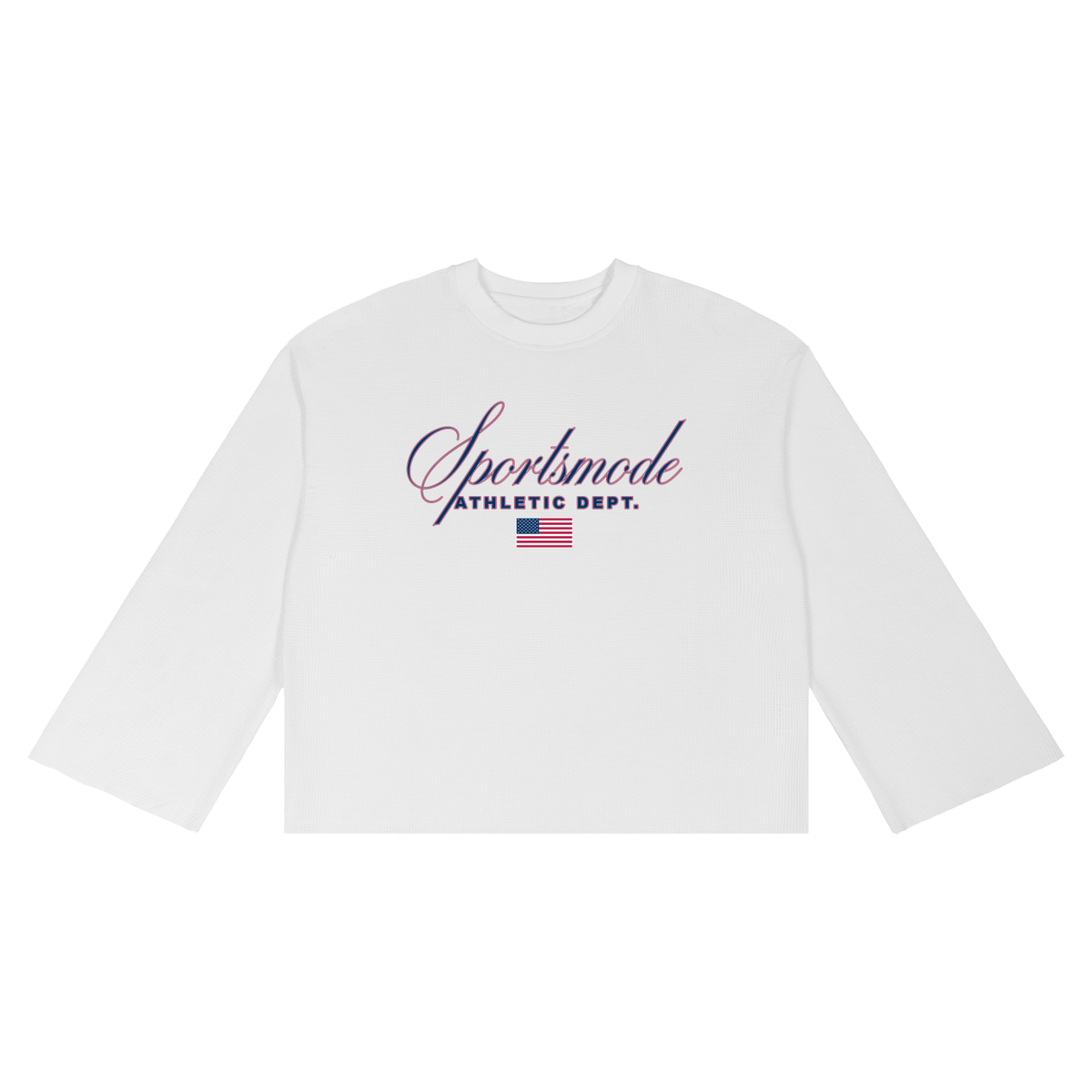 White Waffle-Knit Cursive Logo T-Shirt