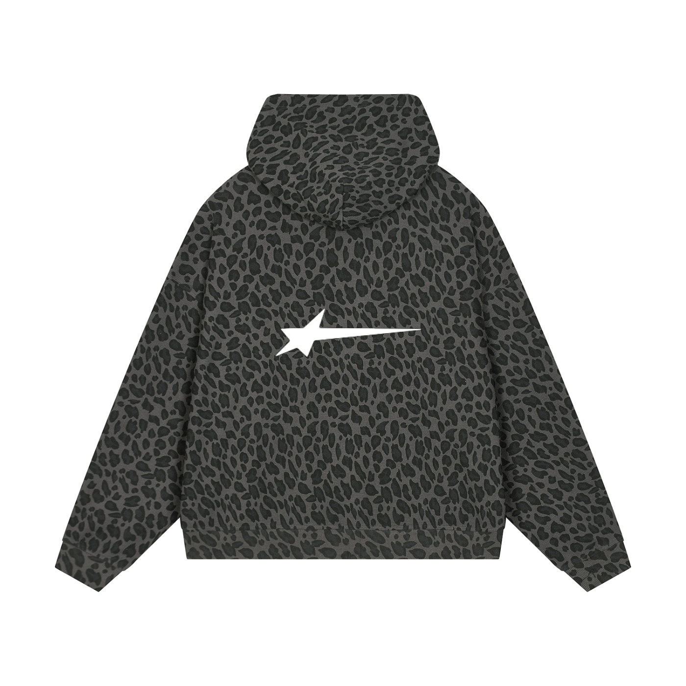 Leopard Print Waffle Zip Hoodie