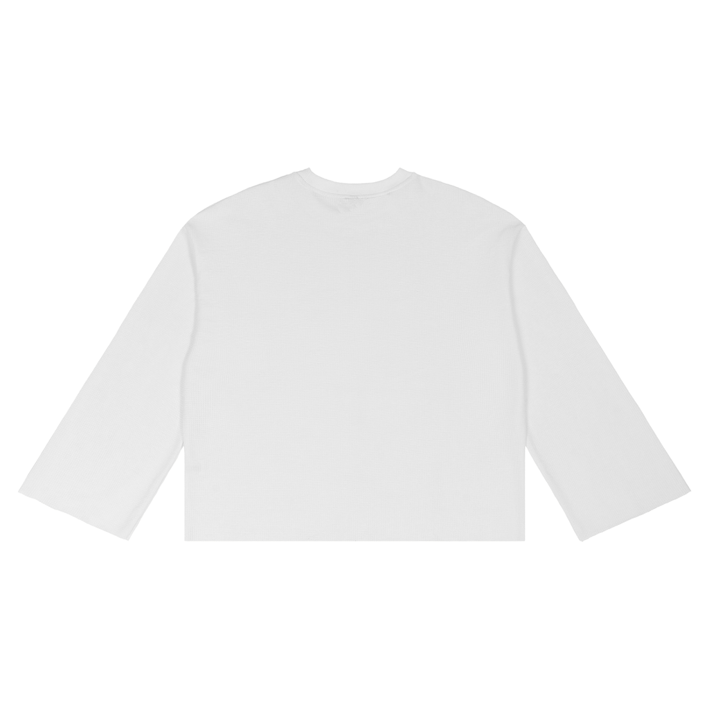 White Waffle-Knit Cursive Logo T-Shirt
